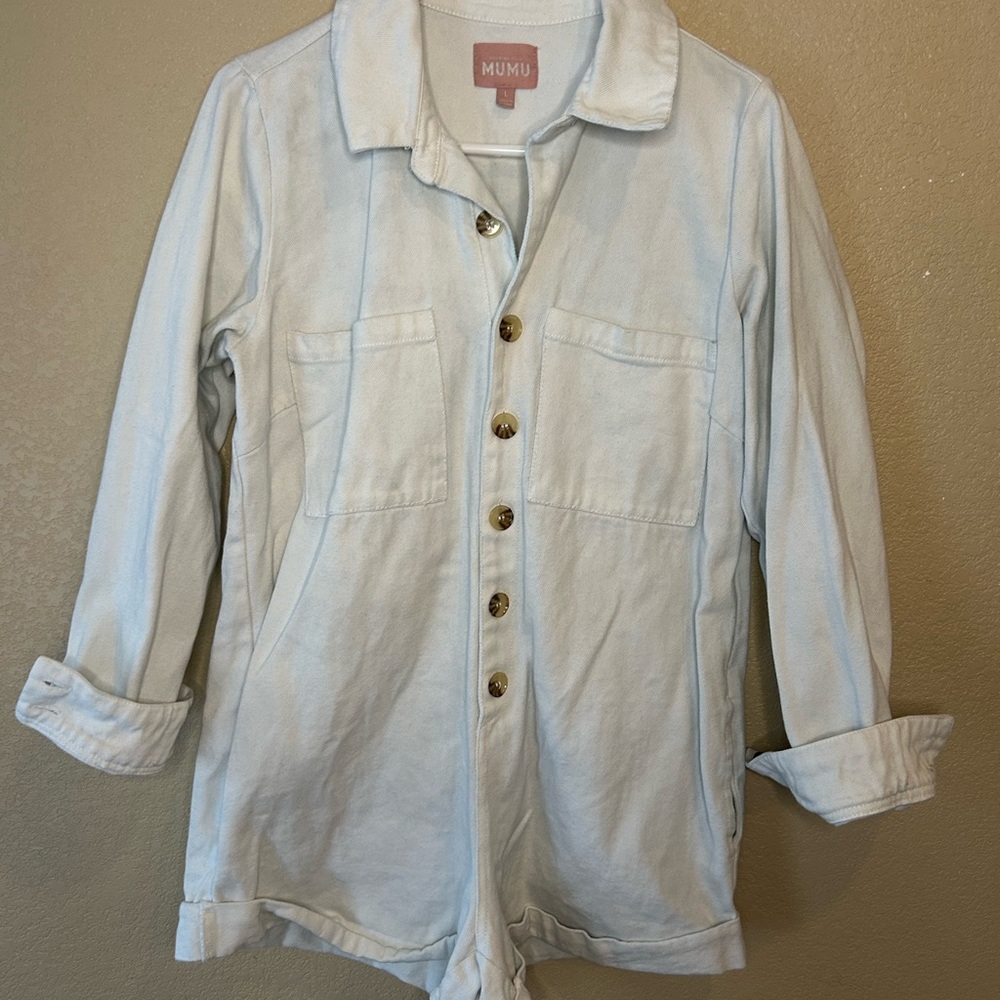 Show Me Your MuMu White Button-Up Romper - Picture 4 of 8